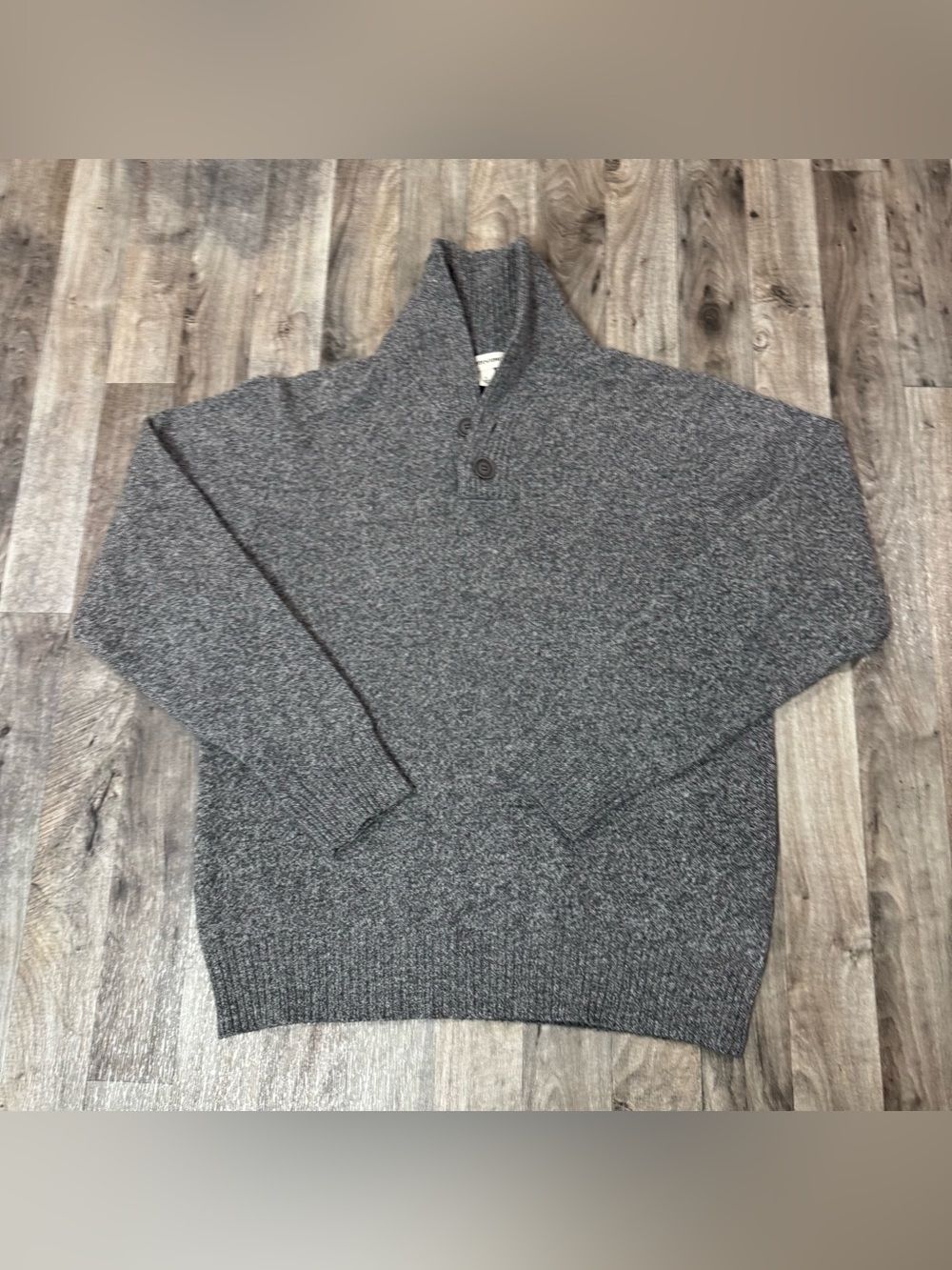 Pronto Uomo Men’s L 100% Lambswool Gray Shawl Collar Button Sweater